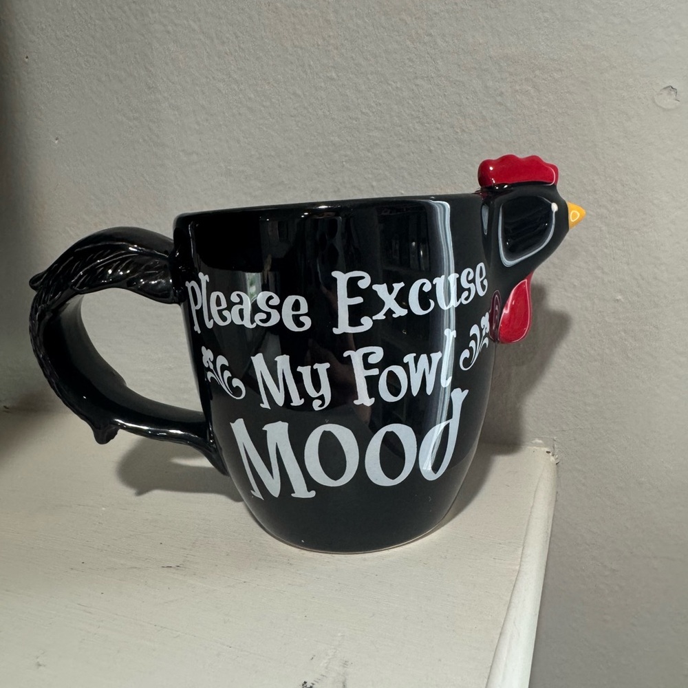 Cracker Barrel Chicken Mug Black Stoneware Farmhouse Cup